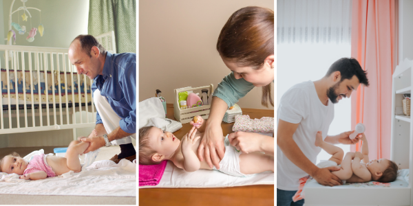 where to manage nappy changes - shows floor change, table change and change table set ups